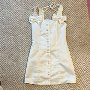 Peppermayo Elegant White Button-Down Dress with Bows